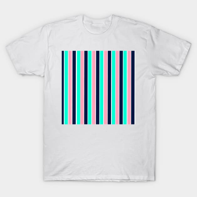 Pink, Navy, Mint Contrasting Stripes T-Shirt by DanielleGensler